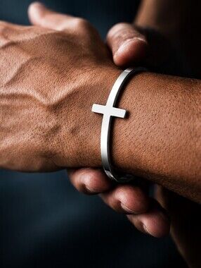 Stainless Steel Cross Cuff Bracelet